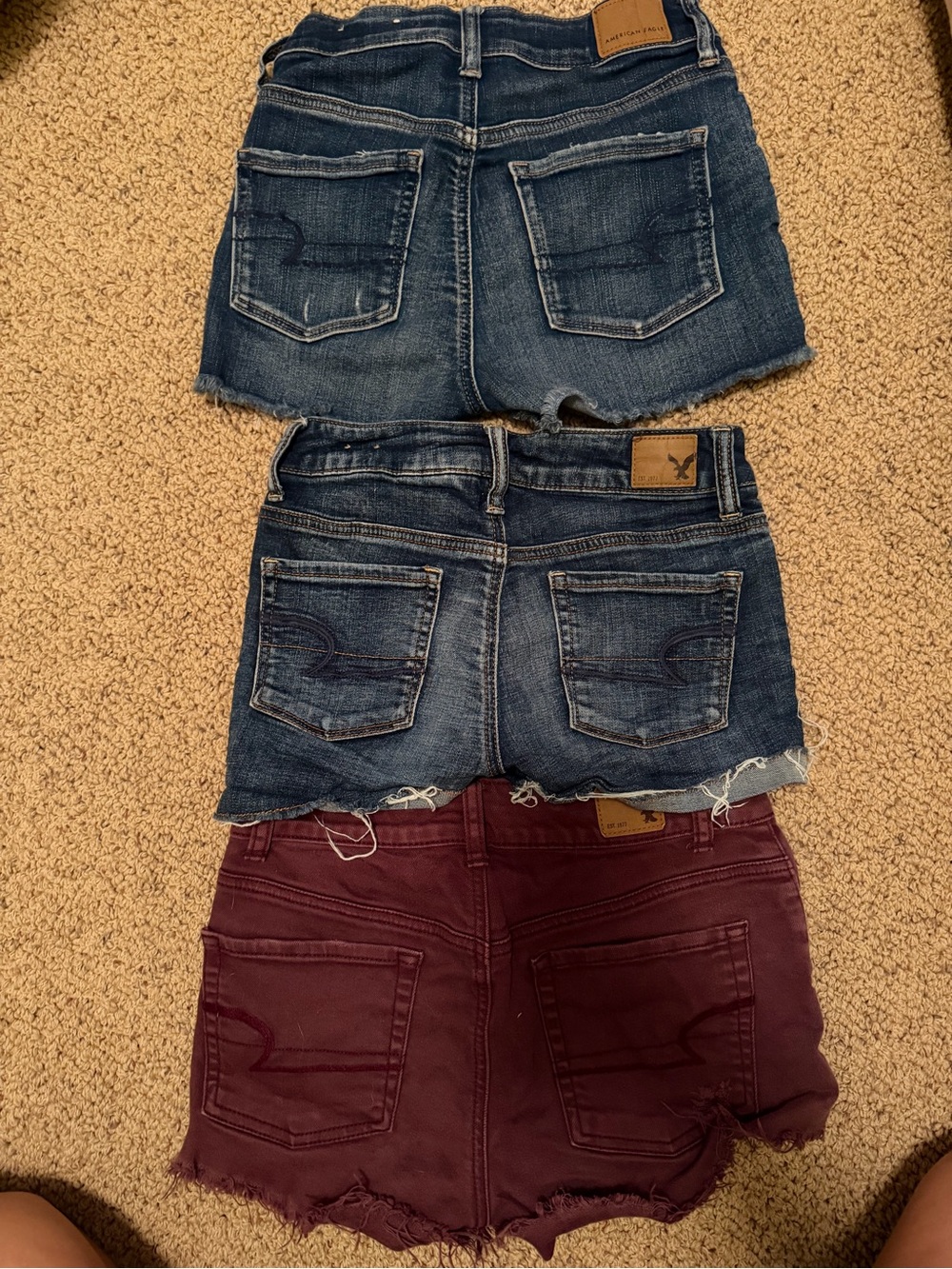 American Eagle Outfitters Distressed Denim and Burgundy Shorts Pack - Picture 2 of 2
